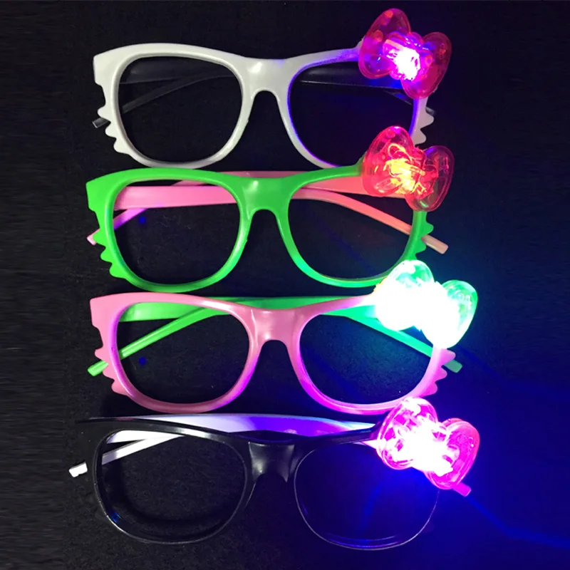 48pcs/lot Christmas Party decoration Bar supplies Led flashing glasses glow light glasses cute cartoon plastic glasses kids toy