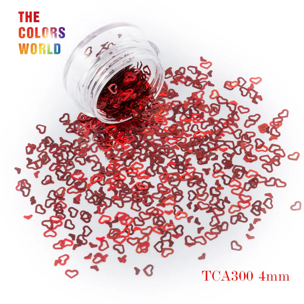 TCT-050 Hollow Heart Shape Laser Colorful Nail Glitter 4MM Size For Nail art Nail Gel Decoration Makeup Facepaint DIY Decoration