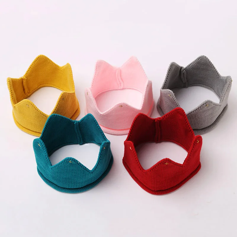 Knitted Crown Soft Cotton Baby Winter Hat Cap Newborn Photography Props For Birthday Party Decor Accesssories