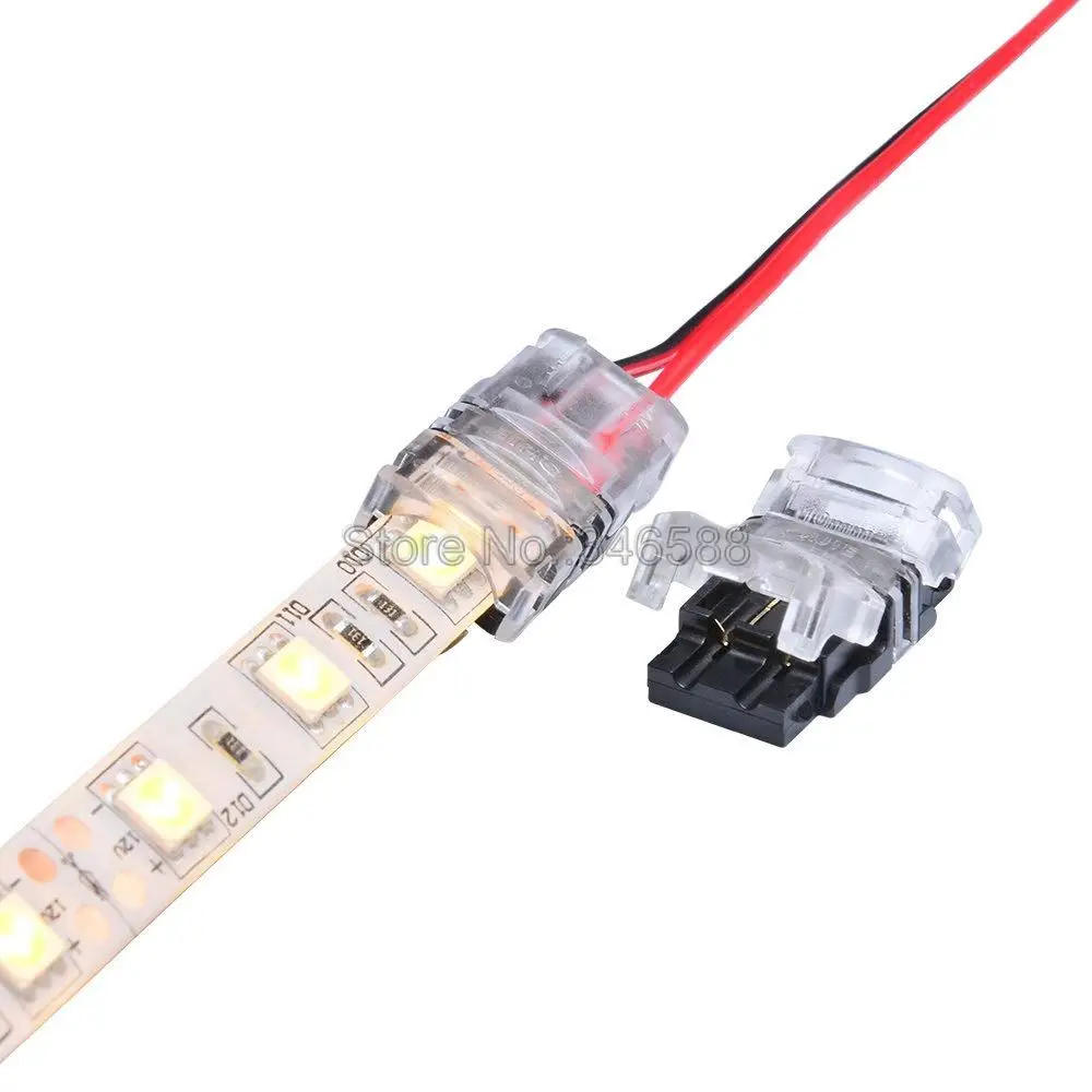 5pcs 2Pins LED Strip to Wire Connector for 10mm Single Color IP65 Waterproof SMD 5050 5630 LED Tape Light Connection Conductor