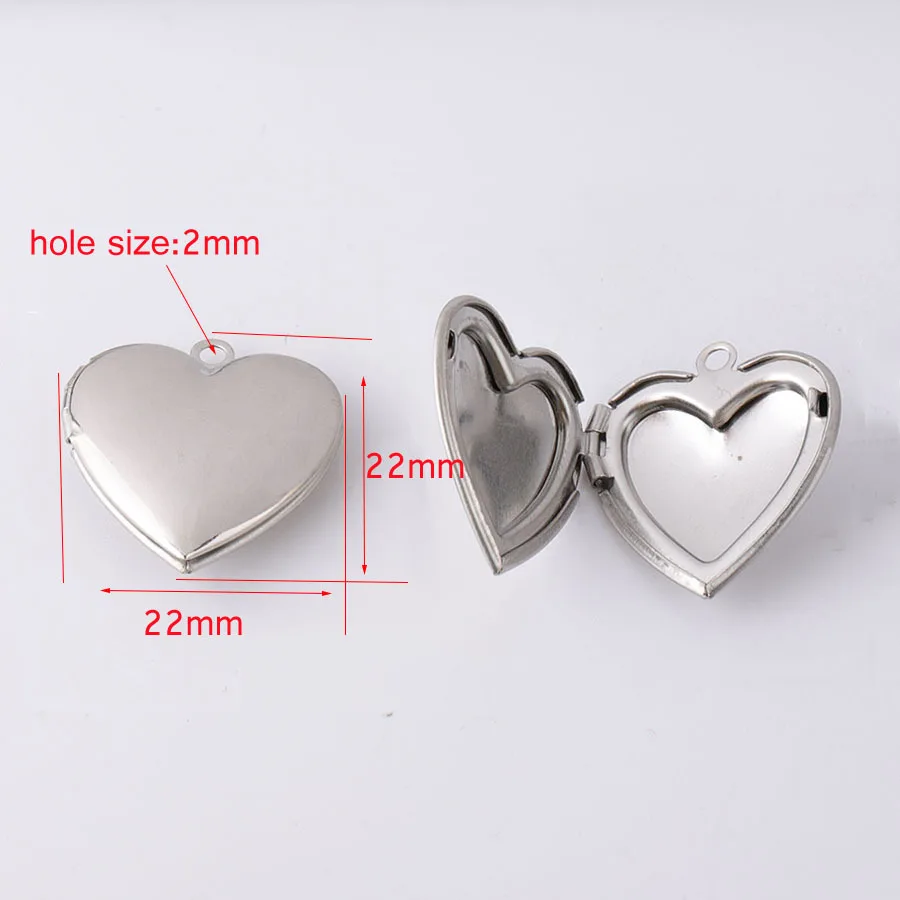 Fnixtar Love Heart Photo Frame Charm  Stainless Steel Memory Locket Pendant For Women DIY Memory Necklace 22mm 20piece/lot