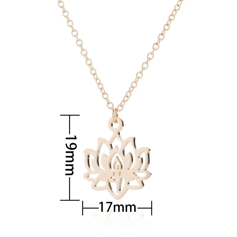 Oly2u Women Long Yoga Lotus Stainless Steel Pendant Necklaces Boho Charm Jewelry Girls Choker Rose Gold Color Necklace