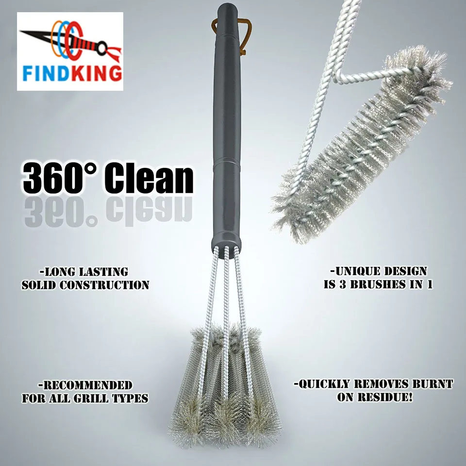 

FINDKING Grill Cleaning Brush BBQ Tool Grill Brush 3 Stainless Steel Brushes In 1 Cleanin Bbq Accessories Best Cleaner Barbecue