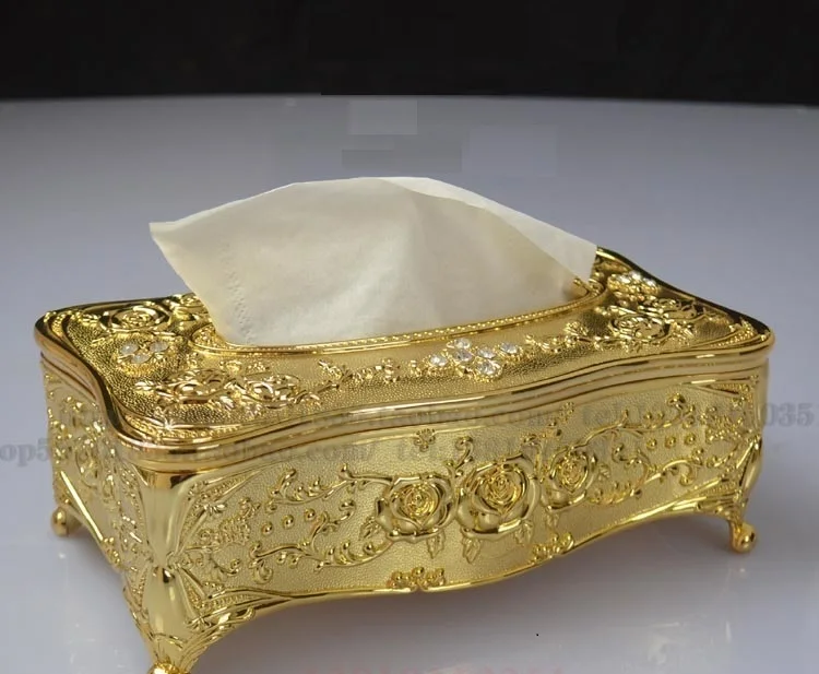 Diamond decor Gold Tissue Box, Napkin Holder, Towel Box, Alloy Metal, Home Decoration, ZJH064