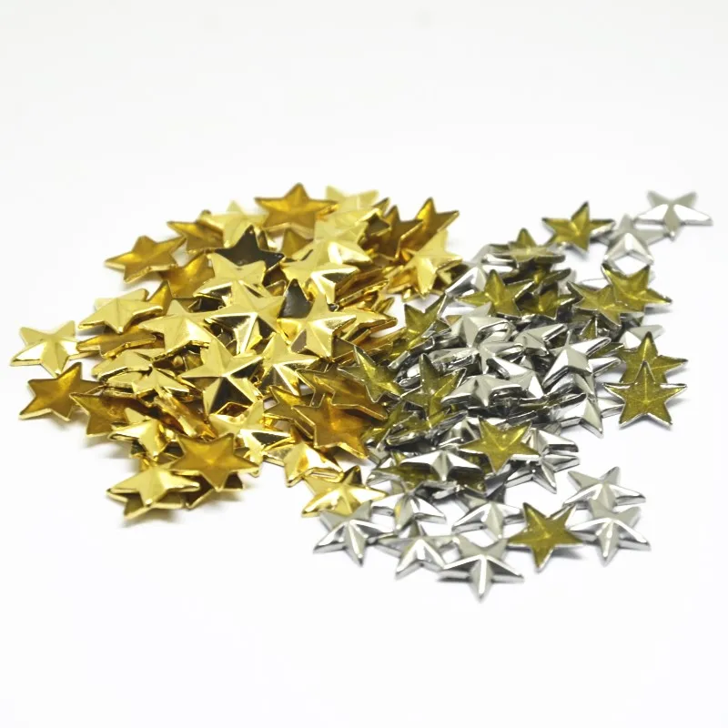 200pcs 10*10mm Gold Silver Star Shape Hot fix Nailheads FlatBack Rhinestuds Iron on Studs For Garments DIY Accessories