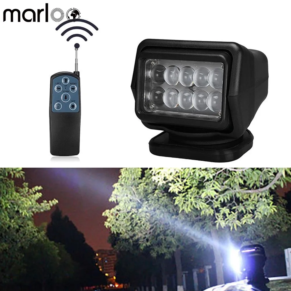 7 Inch 50W Wireless Remote Control LED Vehicle Work Light Searchlight Magnetic Base Car Truck Boat Marine Search Light