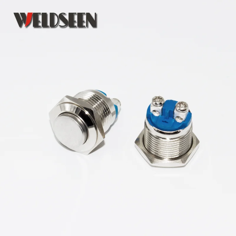 16mm Reset Momentary Metal Push Button Switch 3A/250V Waterproof Silver Car Horn Control Switch Screw Foot Modified Equipment
