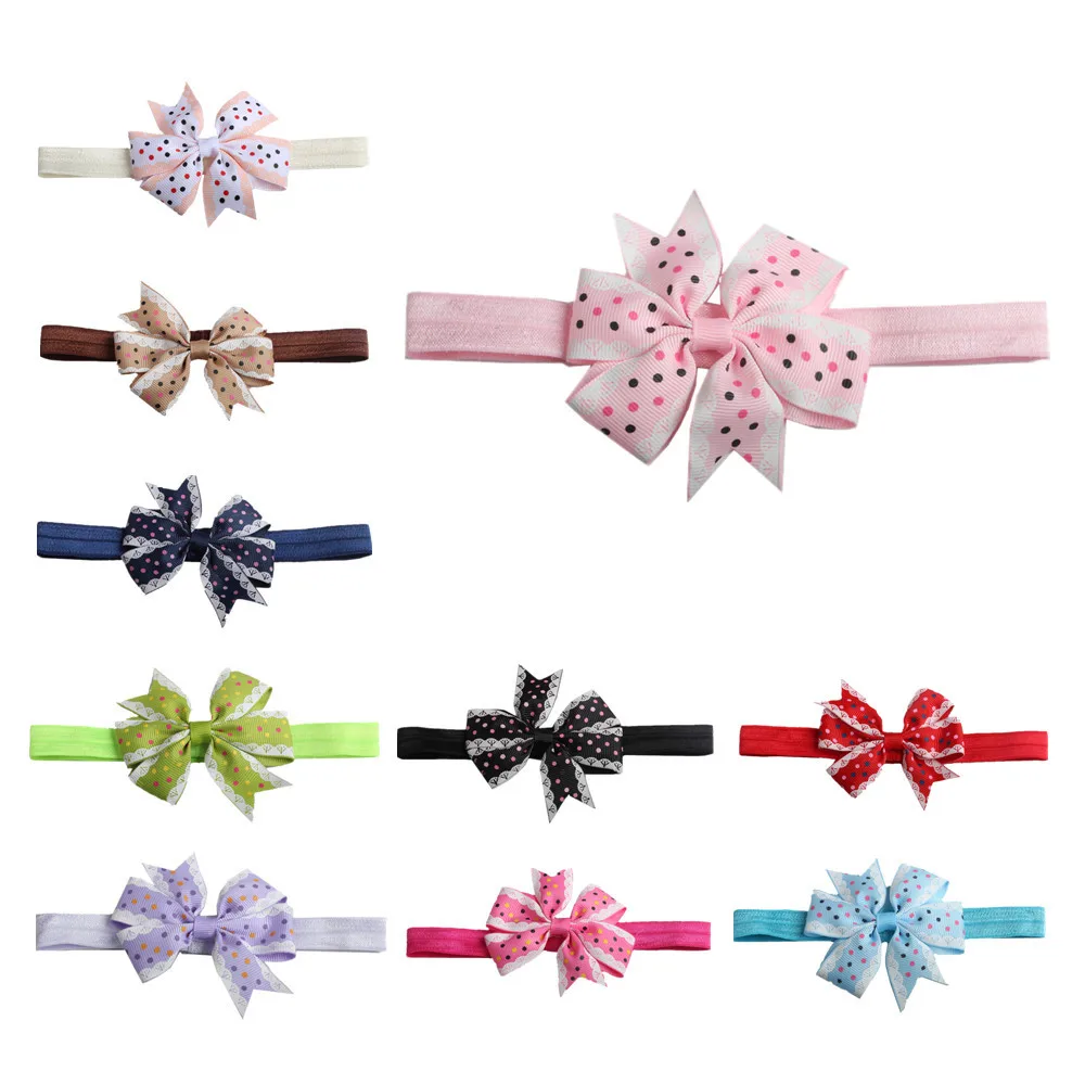 

10pcs 2017 Newborn Headbands Cotton Polka Dot Headband Kids Bowknot Head wrap Hair Bands bows Headwear Accessories