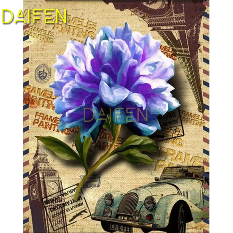 DIY 3D Diamond mosaic Full Square Diamond painting Cross stitch stamp blue lower car tower  Full Round Diamond embroidery