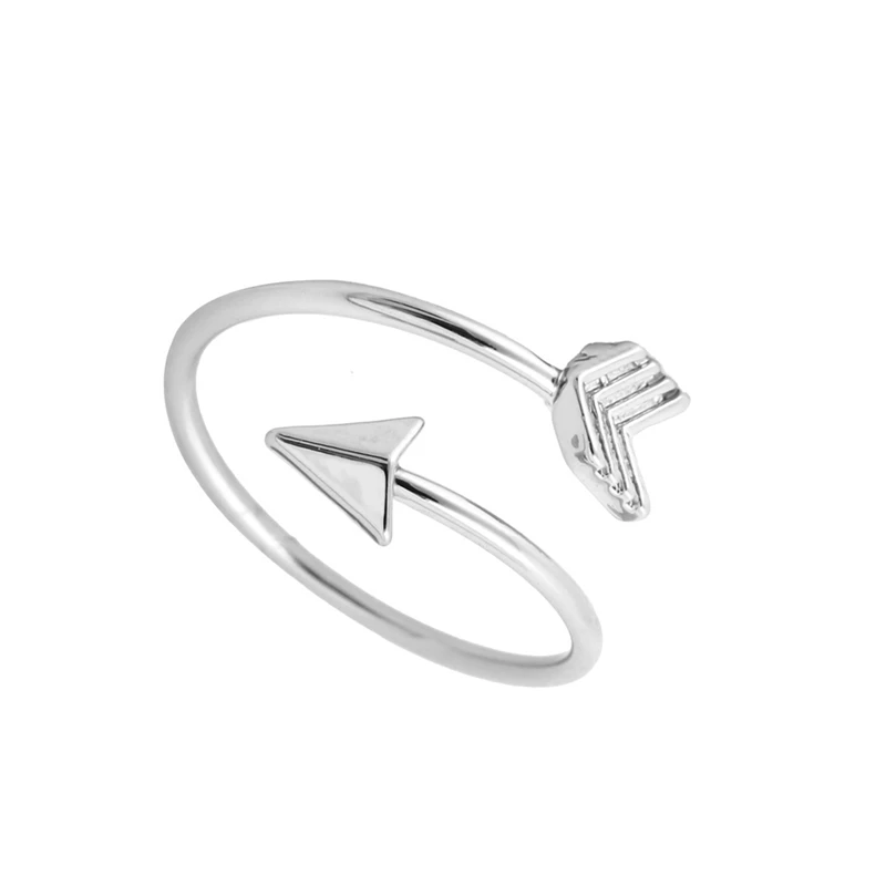 Jisensp Fashion Gold Color Brass Small Arrow Ring Cute Wedding Jewelry Rings for Women New Year Gift Adjustable Finger Ringen