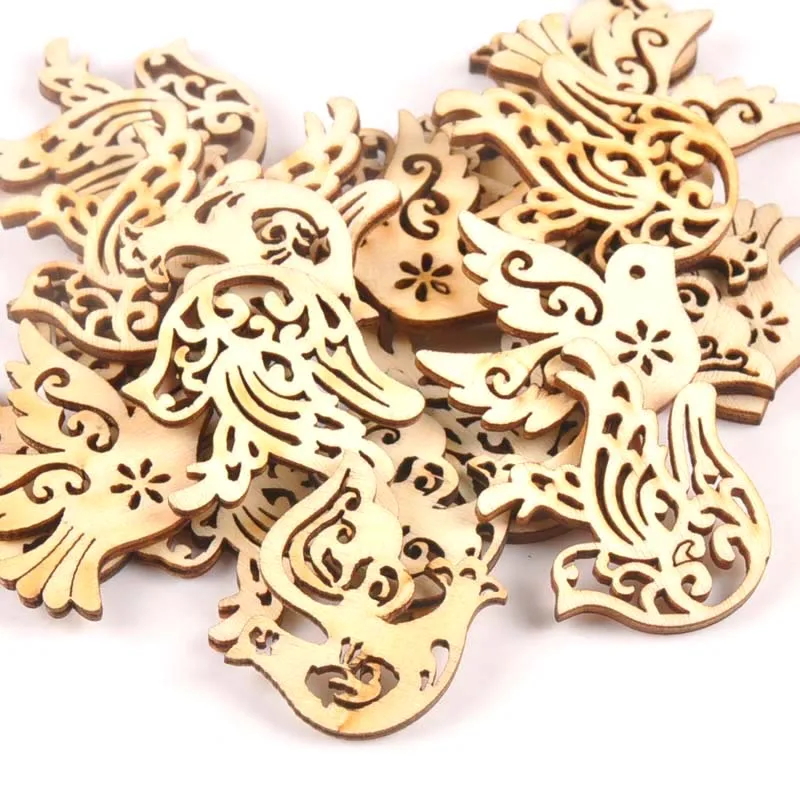 25pcs mixture Wooden Crafts creativity pigeon Pattern Scrapbooking Crafts wood decoration for Home Decoration m1566x