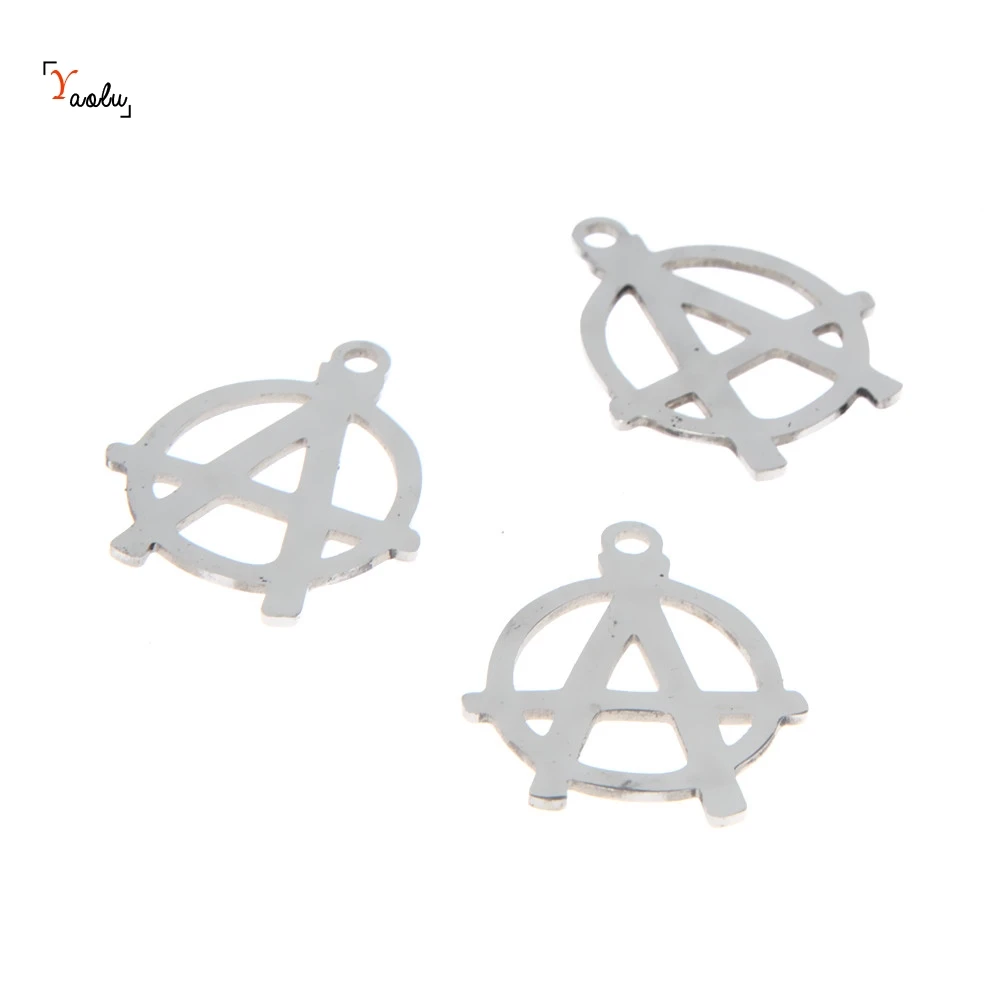 5piece/lot Anarcho Collectivism charm anarcho anarchy Stainless steel Charm pendant 28x22mm