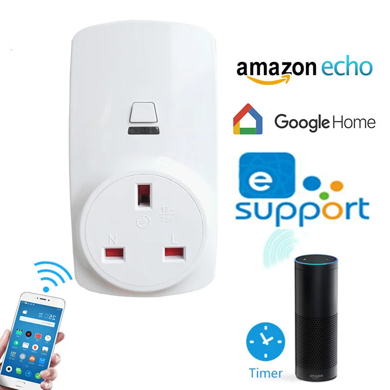 

Intelligence WIFI Socket British rules Remote control timing switch Echo Alexa Google home British Hongkong