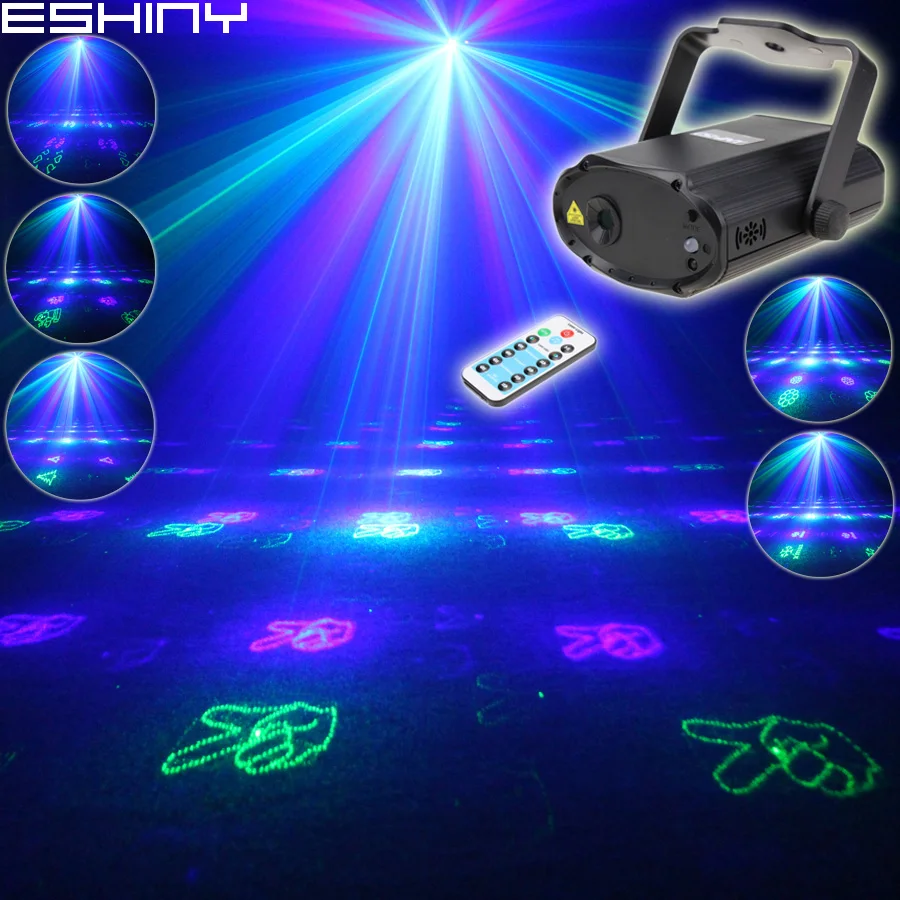 ESHINY Remote MINI Blue Green Laser 12 Christmas Pattern Projector DJ Dance Disco Bar Family Party Xmas Stage Light Show T171D3