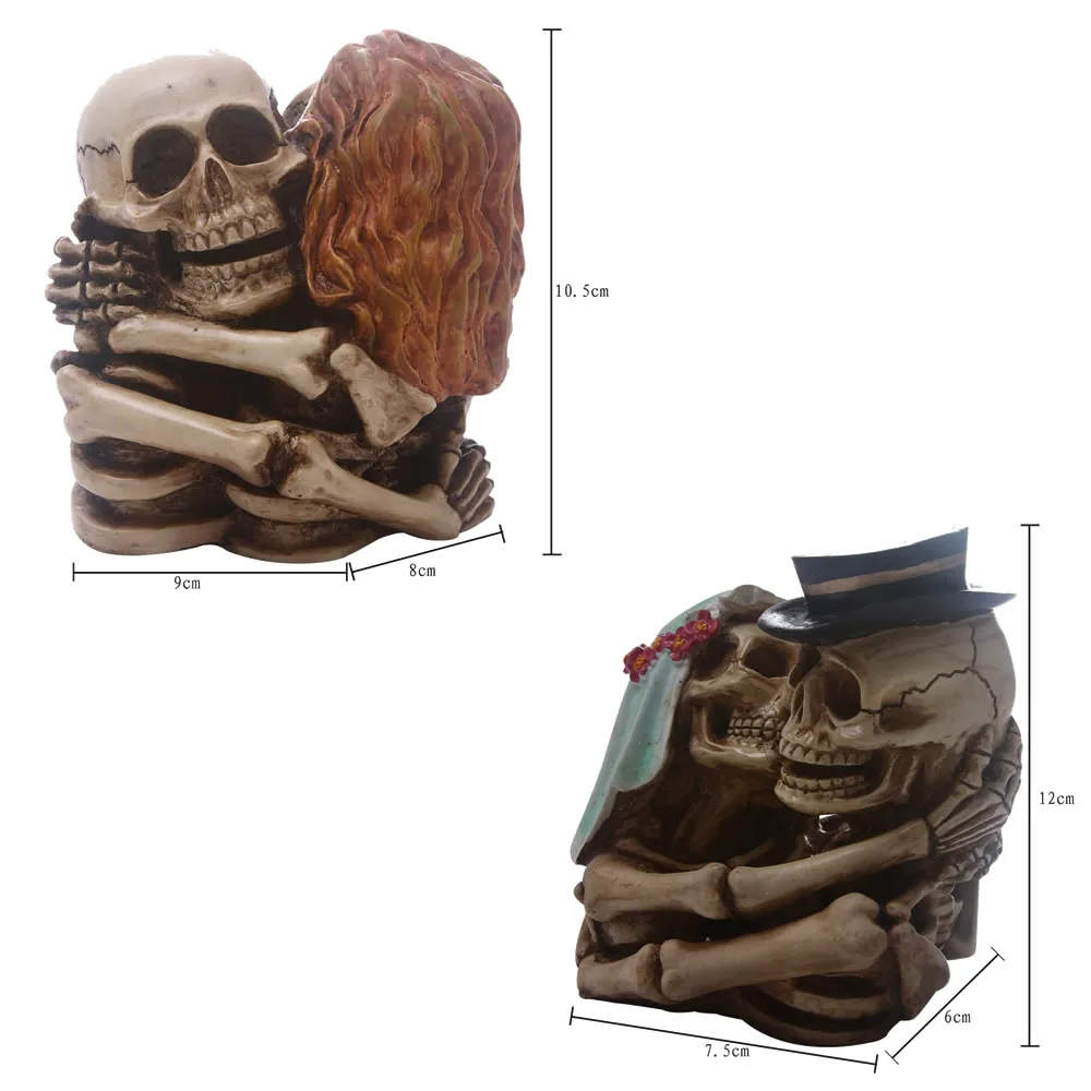 Creative Hug Posture Skull Statue Resin Skeleton Sculpture Home Office Desk Decoration Ornament Gift Halloween Wedding Decor