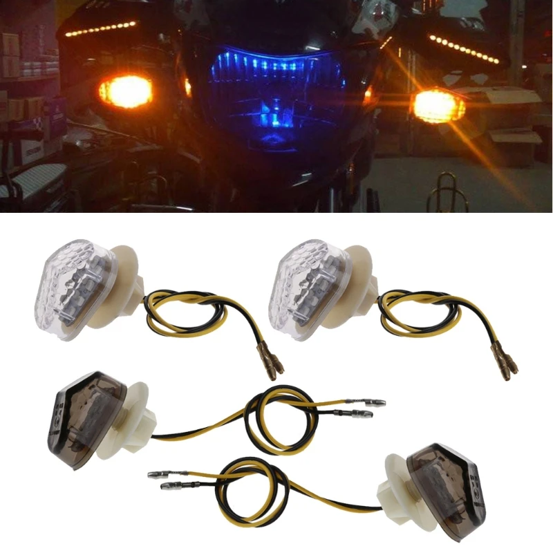 2023 New Black Amber Motorcycle 12V Flush Mini LED Turn Signal Lights for Yamaha YZF R1 R6 R6 SFZ1S FAZER Auto Supplies