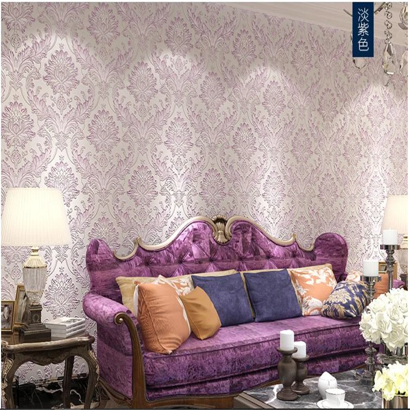 

wellyu European-style Damascus Wallpaper Living Room TV Backdrop Non-woven Wallpaper Bedroom 3D Stereo Embossed Flower