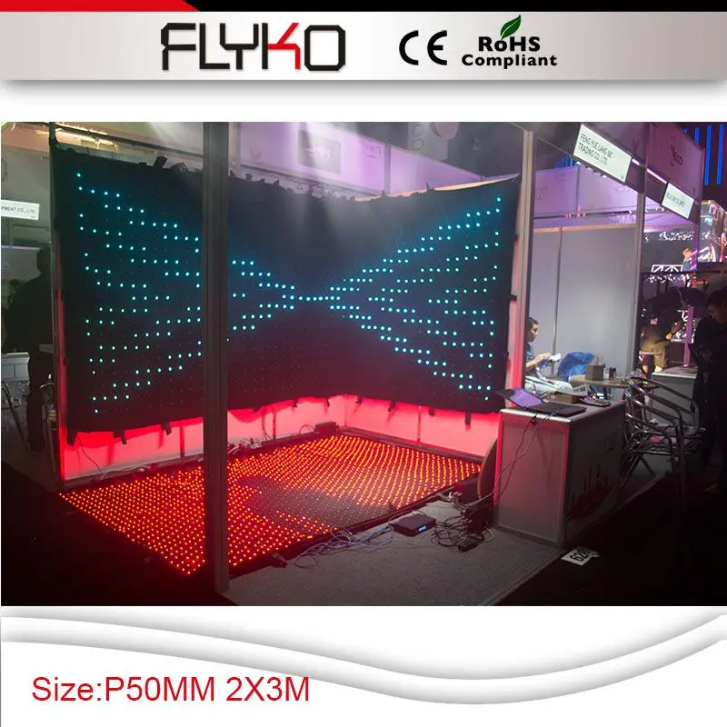 

Free shipping 2*3m P50MM RGB light led cloth video curtain