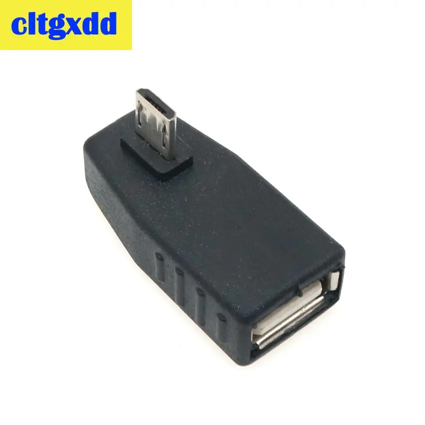 cltgxdd USB Female to Micro USB Male 90 Degree Down right Angle Left Angle UP OTG Adapter For Mobile phone MP3 Black Connector