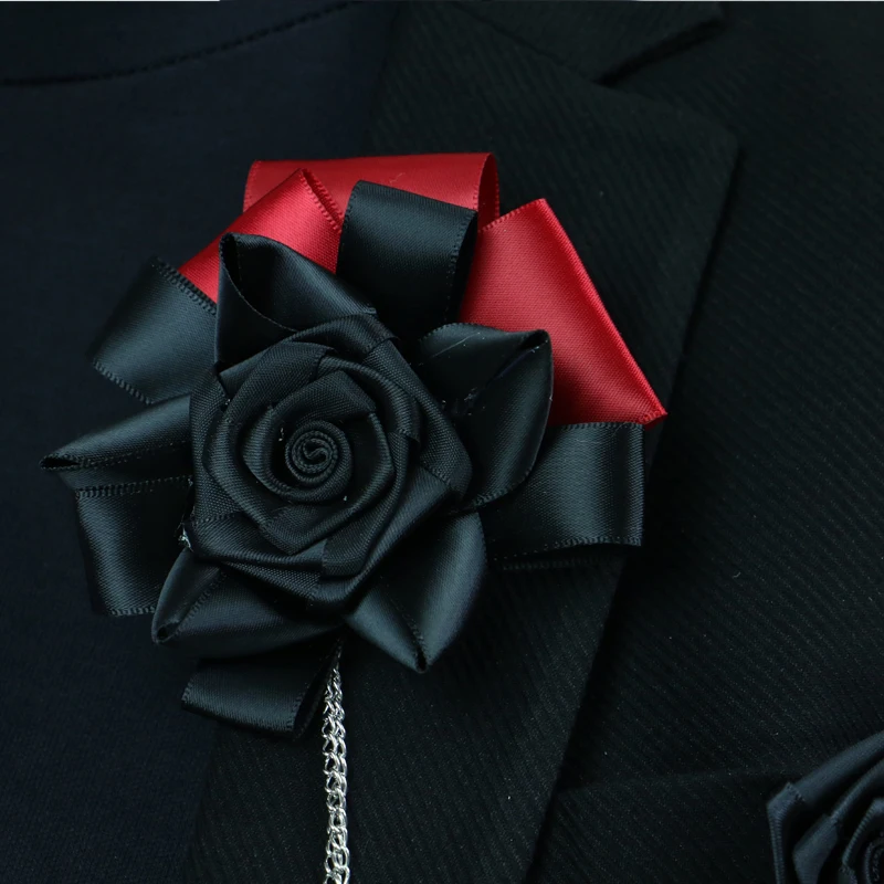 Free Shipping fashion MEN'S 2016 male female MC pectoral brooch fringed suit accessories Korean Black Rose Corsage on sale