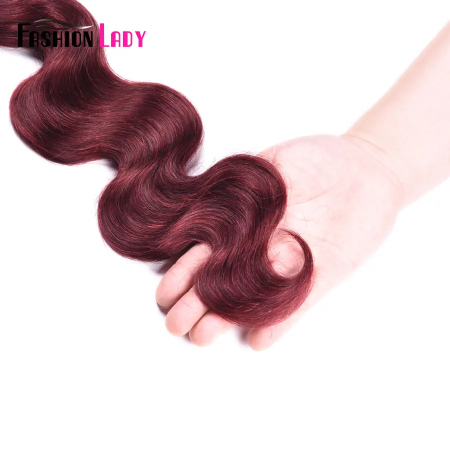 แฟชั่น Lady Pre-สีบาท Body Wave สีแดงมนุษย์99j Bundles 3/4 Bundles ต่อแพ็ค-Remy