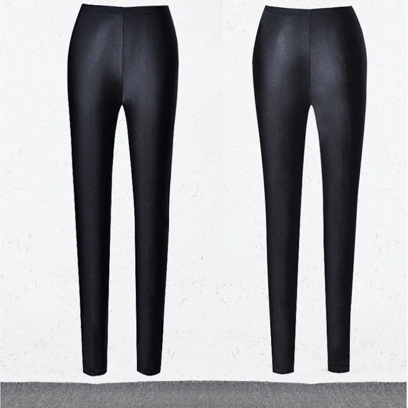 BIVIGAOS bayan seksi parlak streç tayt ince ayak bileği pantolon Legins ince siyah tayt kadınlar için gotik pantolon giyim
