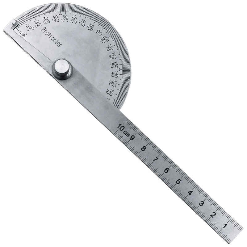 Stainless Steel Round Head 180 degree Protractor Angle Finder Rotary Measuring Ruler Machinist Tool 10cm Craftsman Ruler