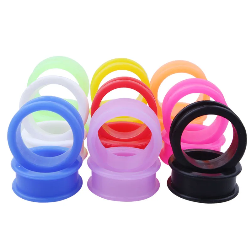 1 Pair Flexible Silicone Flexible Skin Ear Tunnels  Plugs Hollow Flesh Piercing Stretcher,Expander Body Jewelry Earlets