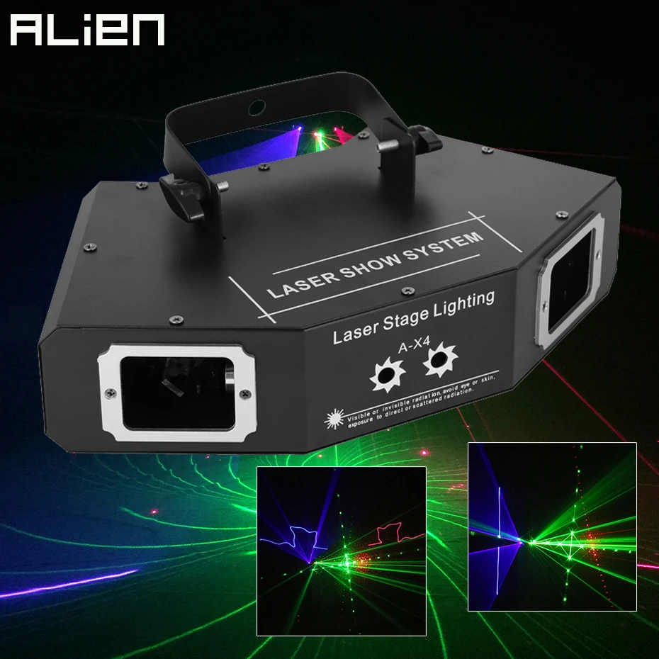 

ALIEN 25 Patterns Full Color Laser Scanner Projector DMX Stage Lighting Effect DJ Disco Bar Party Holiday Dance Christmas Lights