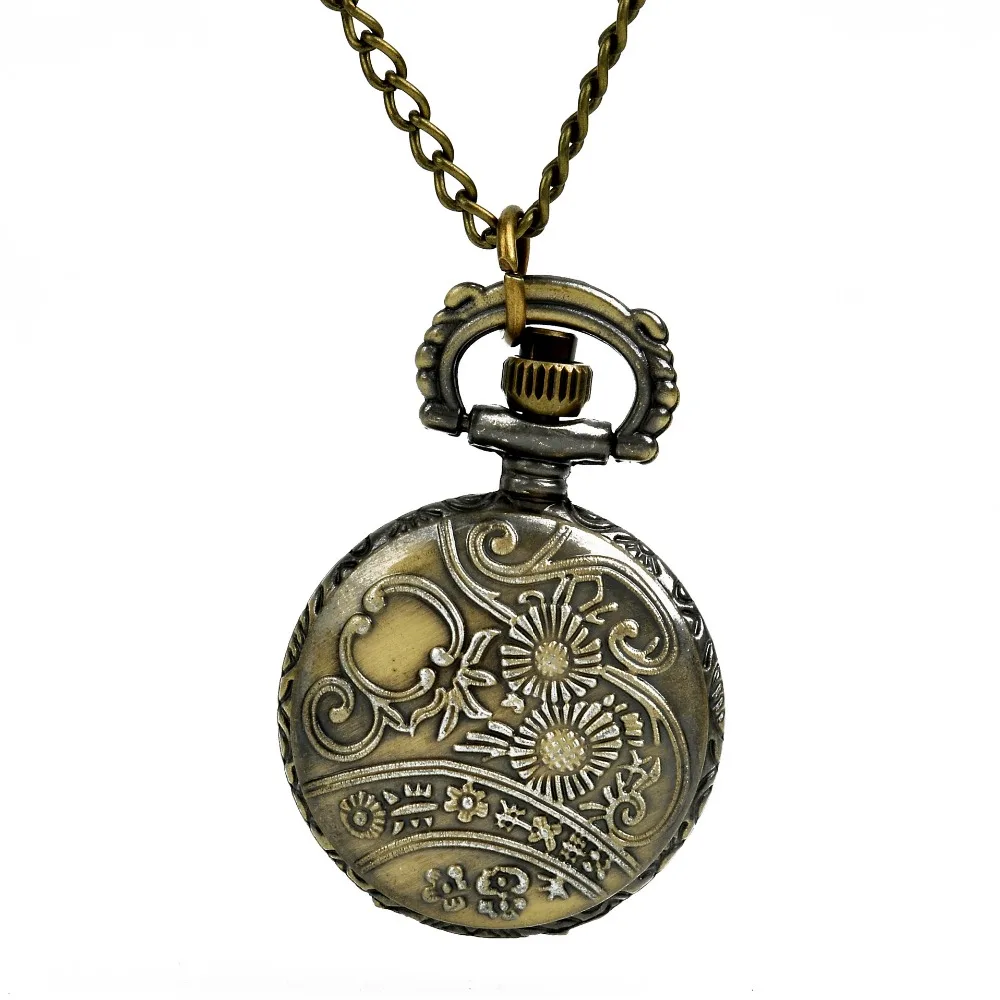 8895   Vintage In Wonderland Rabbit Key Quartz Pocket Watch  Flower Hollow Necklace Pendant Chain Christmas Gifts