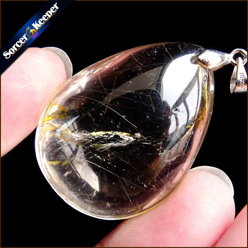 Rare Natural Quartz Rutilated Garden Quartz Crystal Pendant Red or Gold Crystal Necklace Natural Stones and Minerals SS763