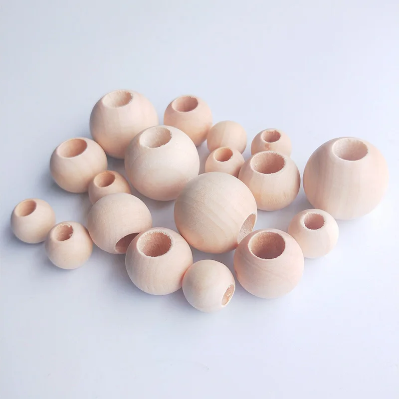 12-30mm Large Hole Flat Round Wooden Beads Natural Color Eco-friendly Spacer Beads DIY Jewelry Crafts Making Accessories