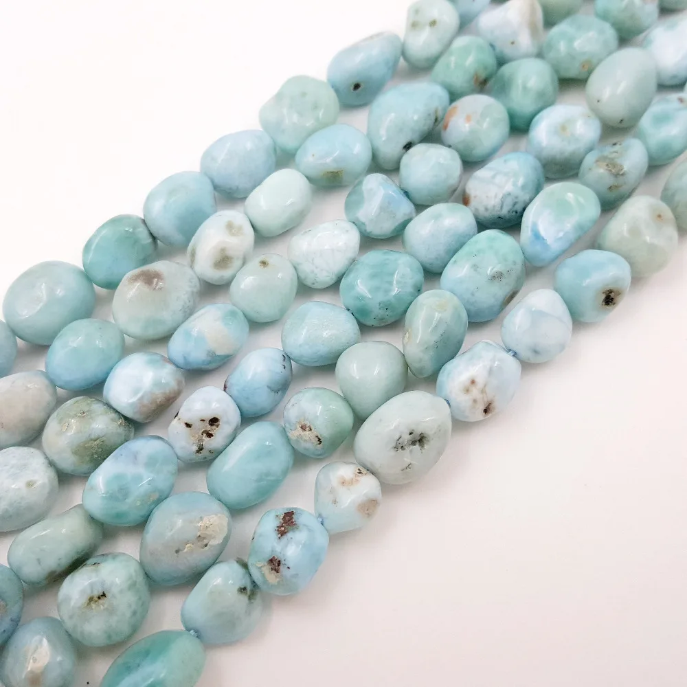 LiiJi Unique Real Larimar Beads Irregular Freedom Nugget Shape approx 7-10mm DIY Jewelry Making Bracelet or Necklace about 39cm