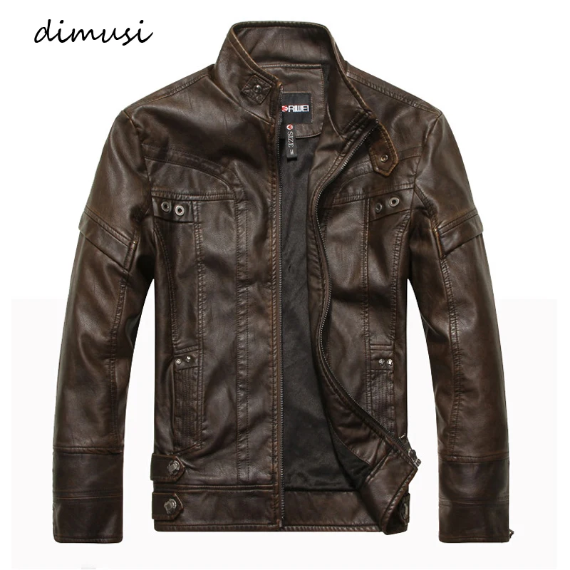 DIMUSI Autumn Winter Mens PU Leather Jacket Motorcycle Leather Coats Male Business Leather Coats jaqueta de couro masculin,TA285