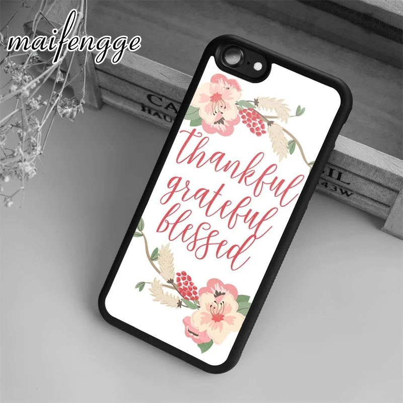 maifengge Thankful Grateful Blessed Case For iPhone 15 14 6 7 8 plus XR XS max 11 12 13 Pro