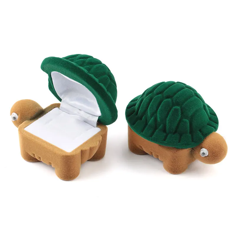 1 piece lovely Velvet tortoise gift box jewelry box wedding ring box Necklace Ring Case Earrings Holder for jewelry display