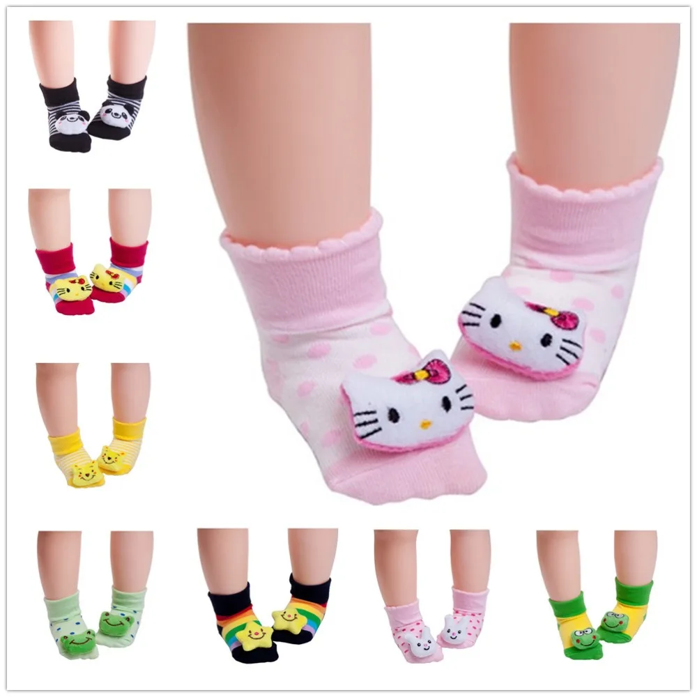 Baby socks rubber anti slip floor cartoon Toddlers autumn spring Fashion Animal newborn Hose Doll Box Package Birthday Gift