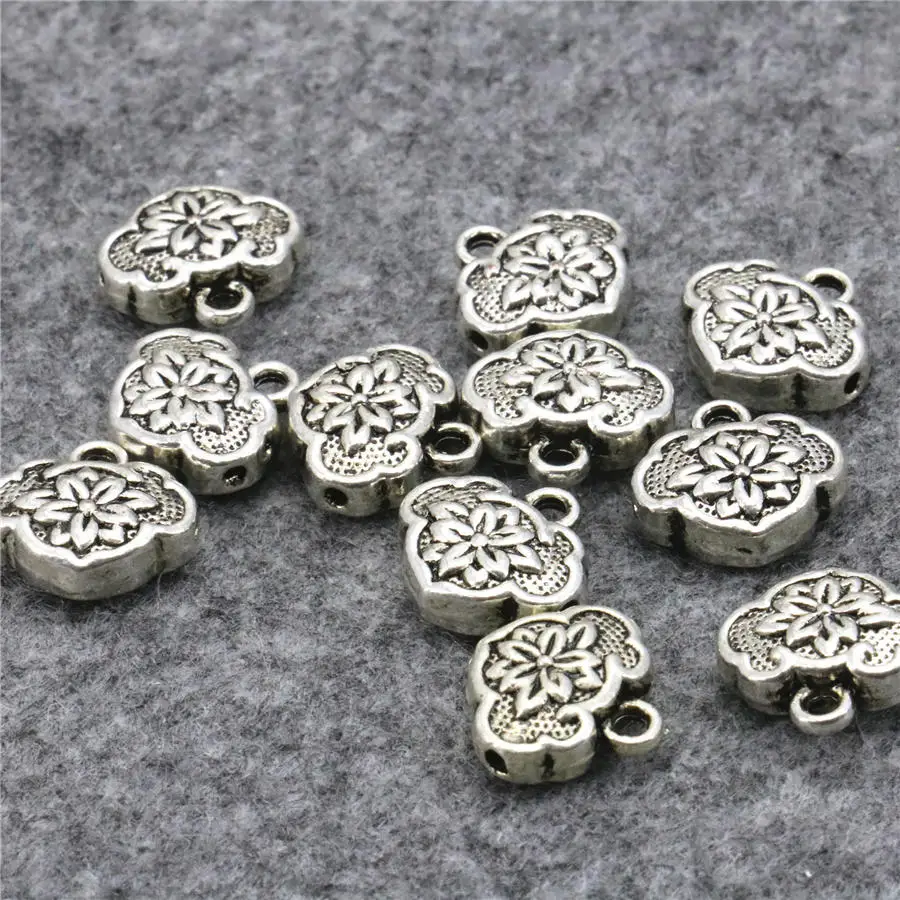 10PCS Pendant Accessory 3Hole Women Girls Gifts Crafts Copper Finding Longevity Lucky Lock Shape Parts Women Jewelry Making 13mm