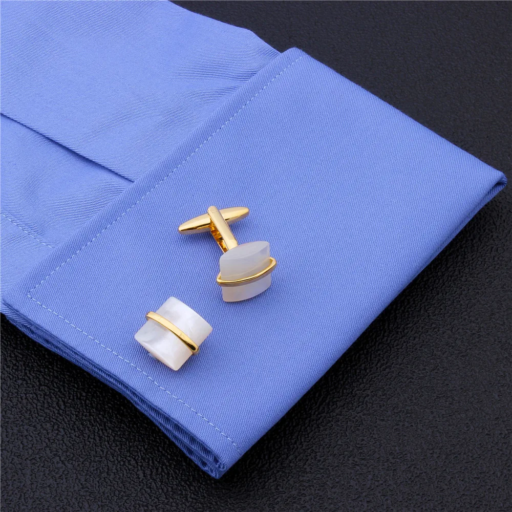 HAWSON Natural Stone Cufflinks for Men Fashion Square French Shirts Cuff Button Designed for Wedding Office Meeting