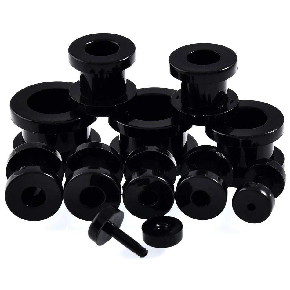 2pcs Acrylic Ear Plugs and Tunnels for Ear Dilations Screw Fit Black Ear Expanders Stretcher Piercing Gauges Punk Body Jewelry