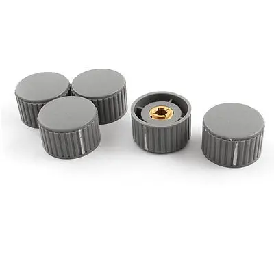 5 Pcs 32mm Gray Plastic Nonslip Potentiometer Knob Cap for 6mm Dia Shaft