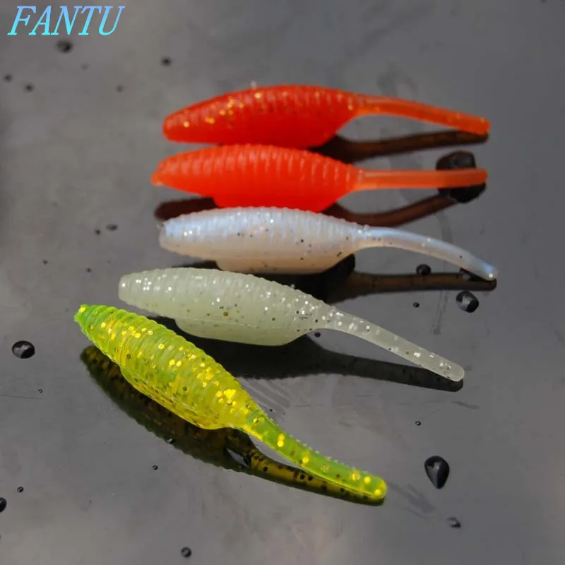 FANTU 30pcs/lot New Arrival Fishing Soft Lure 1g/4.5cm Root fishing Lure Added Salt Straight Tail Baits Soft Grub & Worm