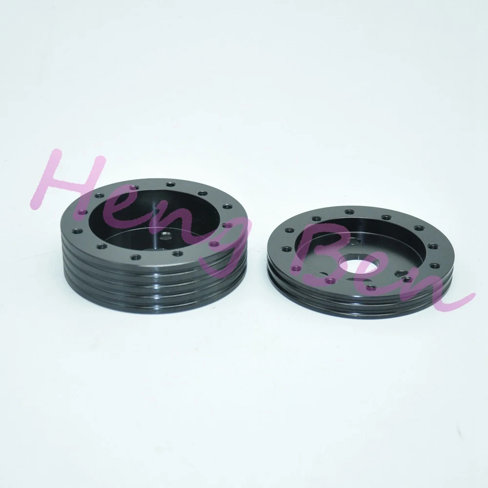 Black Aluminum Boss Kit 0.5 inch and 1 inch  Hub for 6 Hole Steering Wheel to Grant 3 Hole Adapter Boss 1/2