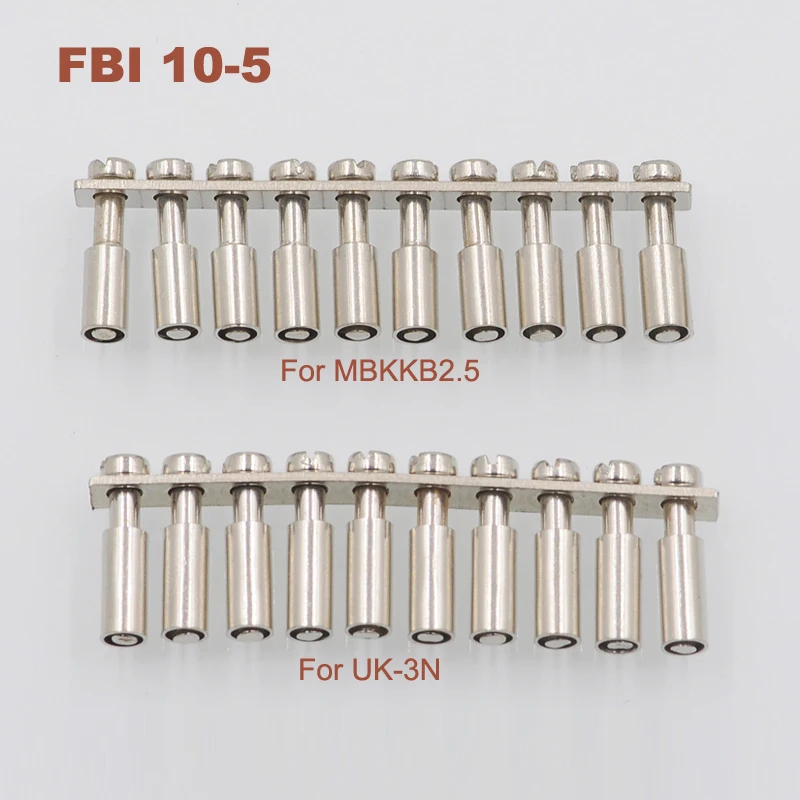 

10/30/50Pcs FBI10-5 Central Connector Short Circuit Center Connection Strip Matching UK3N MBKKB2.5 Din Rail Terminal Accessories