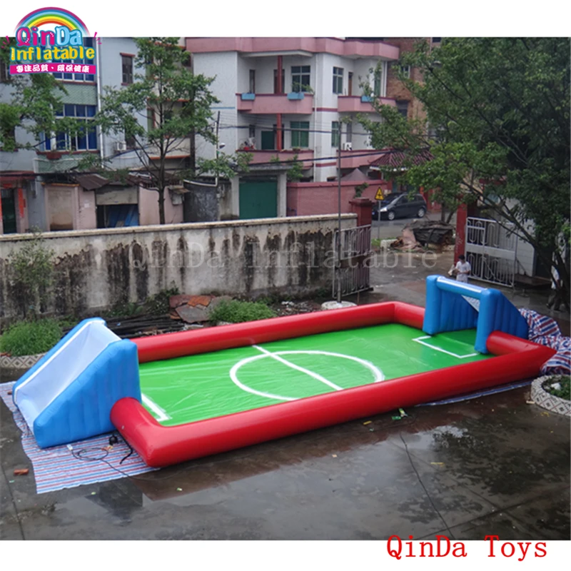 Funny Games Inflatable Beach Toys Football Field ,free Air Blower Inflatable Water Soap Pitch For Adults And Kids