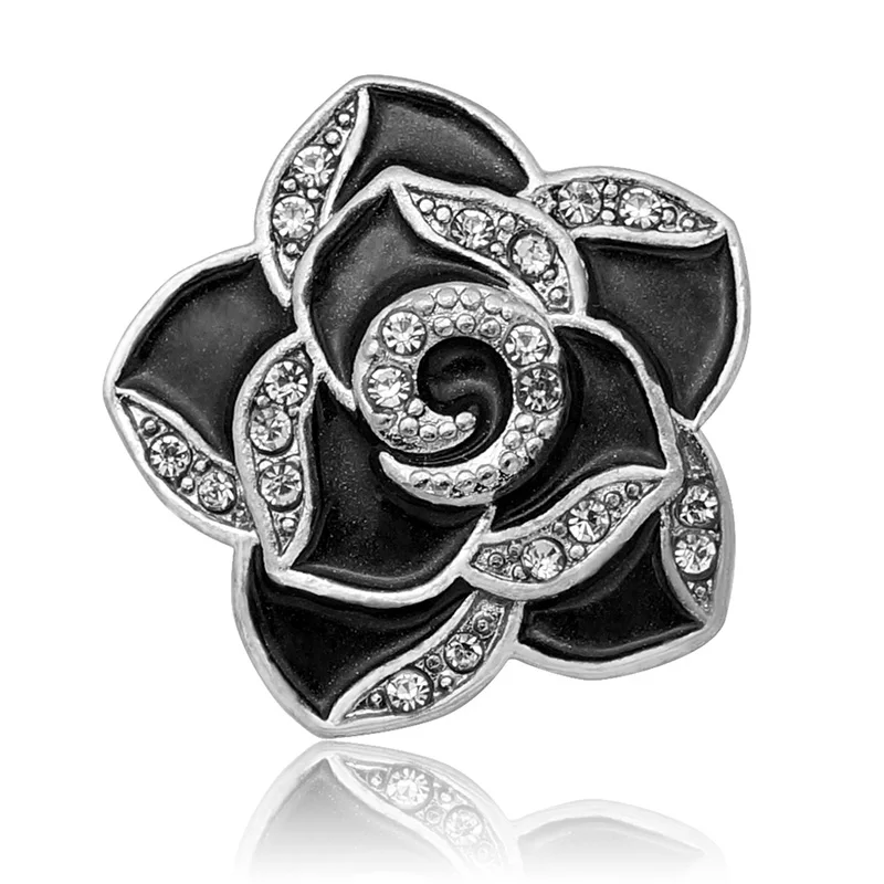 KZ3328 New Beauty Oil flower Rose Crystal 20mm snap buttons fit DIY 18mm snap jewelry fittings wholesale