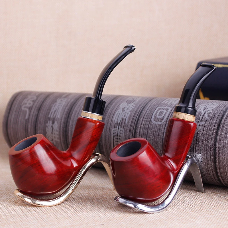 Retro Redwood Pipes Activated Carbon Double Filter Wood Smoking Pipe Herb Tobacco Pipe Cigar Narguile Grinder Smoke