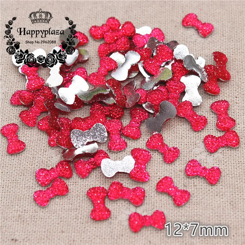 200pcs  Mix Colors Bling Resin Rhinestone Small Bow Flatback Cabochon DIY Craft Accessories,12*7mm