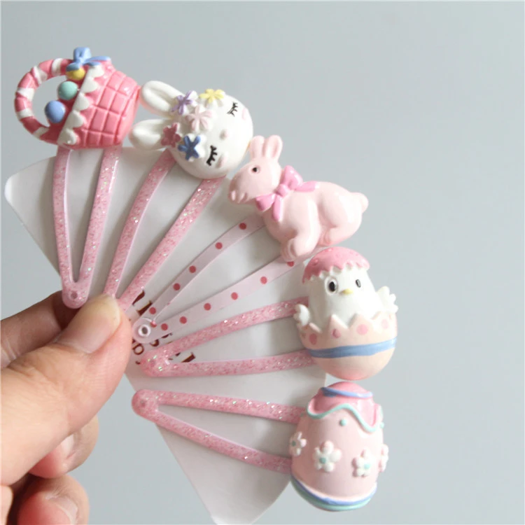 5PCS Cute Rabbit Chicken Flower Basket BB Clips Kids Hairpins Baby Hair Clips Headdress Girls Hair Accessories Children Headwear