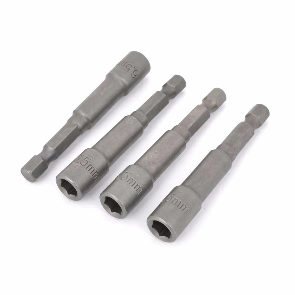 

Uxcell 4Pcs Chrome-Vanadium Hex Shank 6.5mm Magnetic Hex Socket Nut Driver Setter Handware Repair Tools